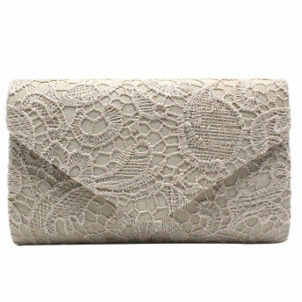 Floral Evening Clutch, Champagne Envelope Clutch